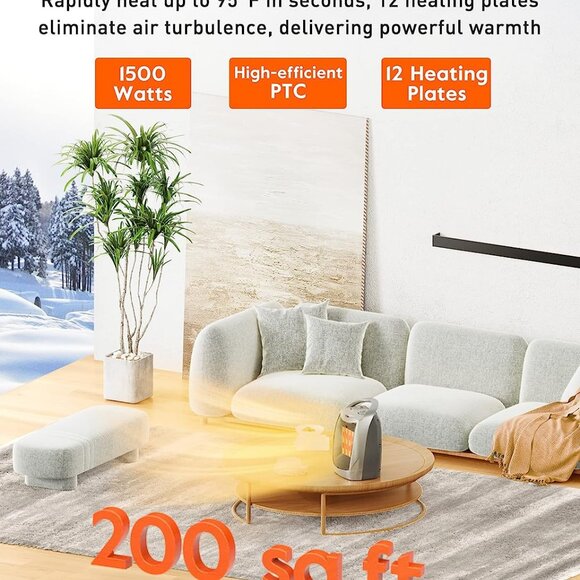 NEW Portable Electric Space Heater Thermostat Ceramic Fan Office Room Desk Indoo - Picture 8 of 9